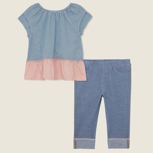 BCBGIRLS Ruffle Top & Denim Leggings SZ 3T OR 4T
